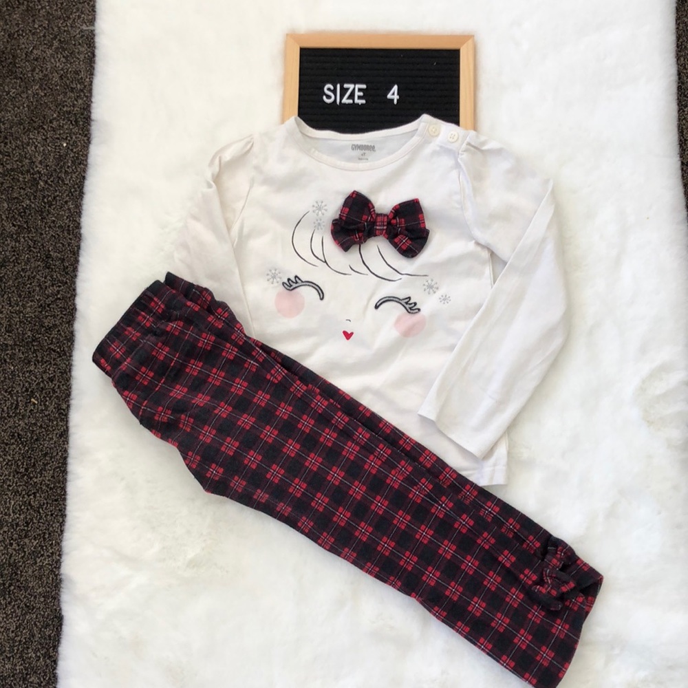 Gymboree matching plaid top and jeggings set size 4
